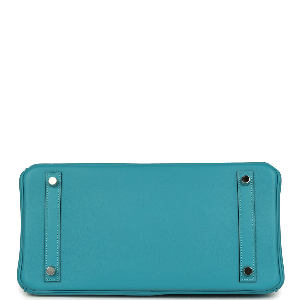 Birkin 30 Ghillies Turquoise Togo and Swift Palladium Hardware Bag