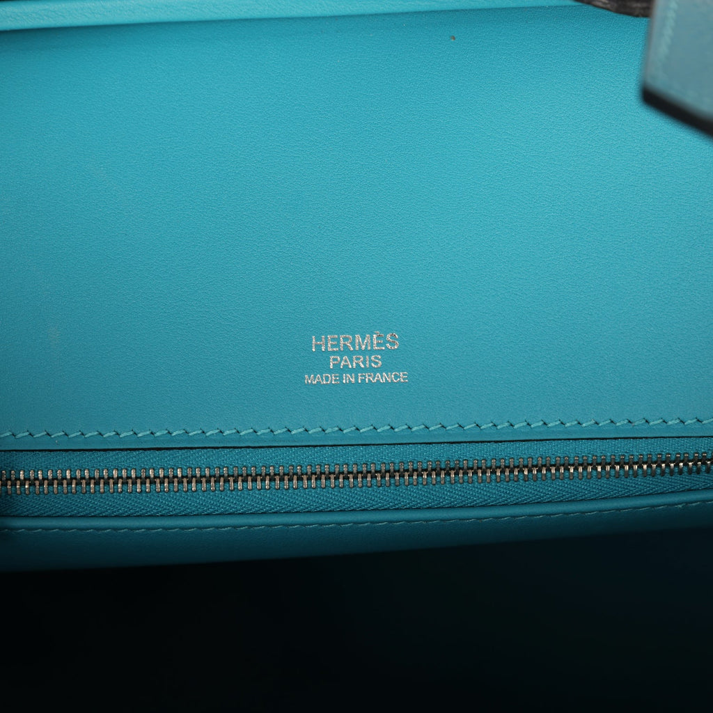 Birkin 30 Ghillies Turquoise Togo and Swift Palladium Hardware Bag