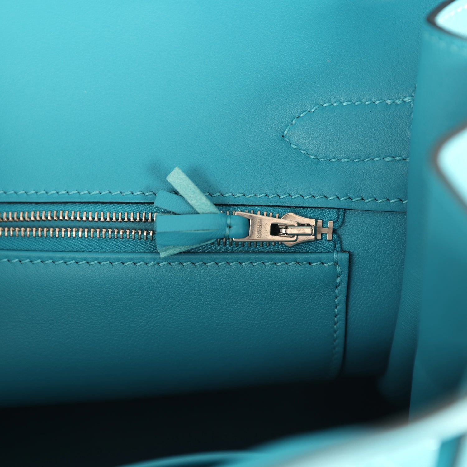 Birkin 30 Ghillies Turquoise Togo and Swift Palladium Hardware Bag