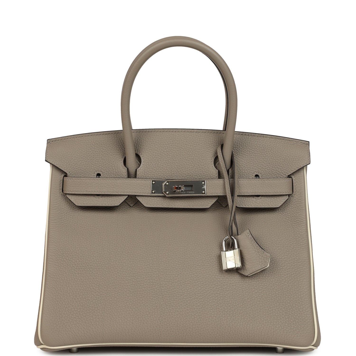 Birkin 30 Gris Asphalt and Craie Togo Palladium Hardware Bag