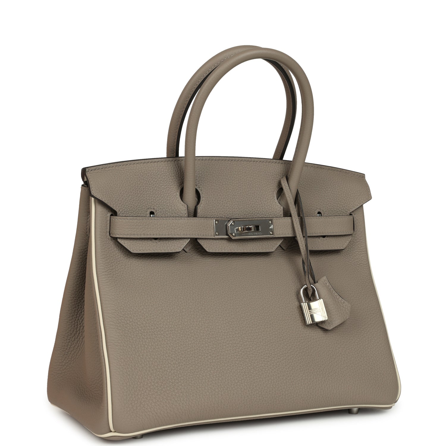 Birkin 30 Gris Asphalt and Craie Togo Palladium Hardware Bag