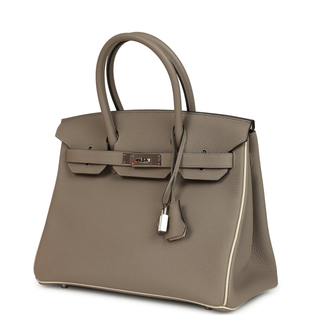 Birkin 30 Gris Asphalt and Craie Togo Palladium Hardware Bag