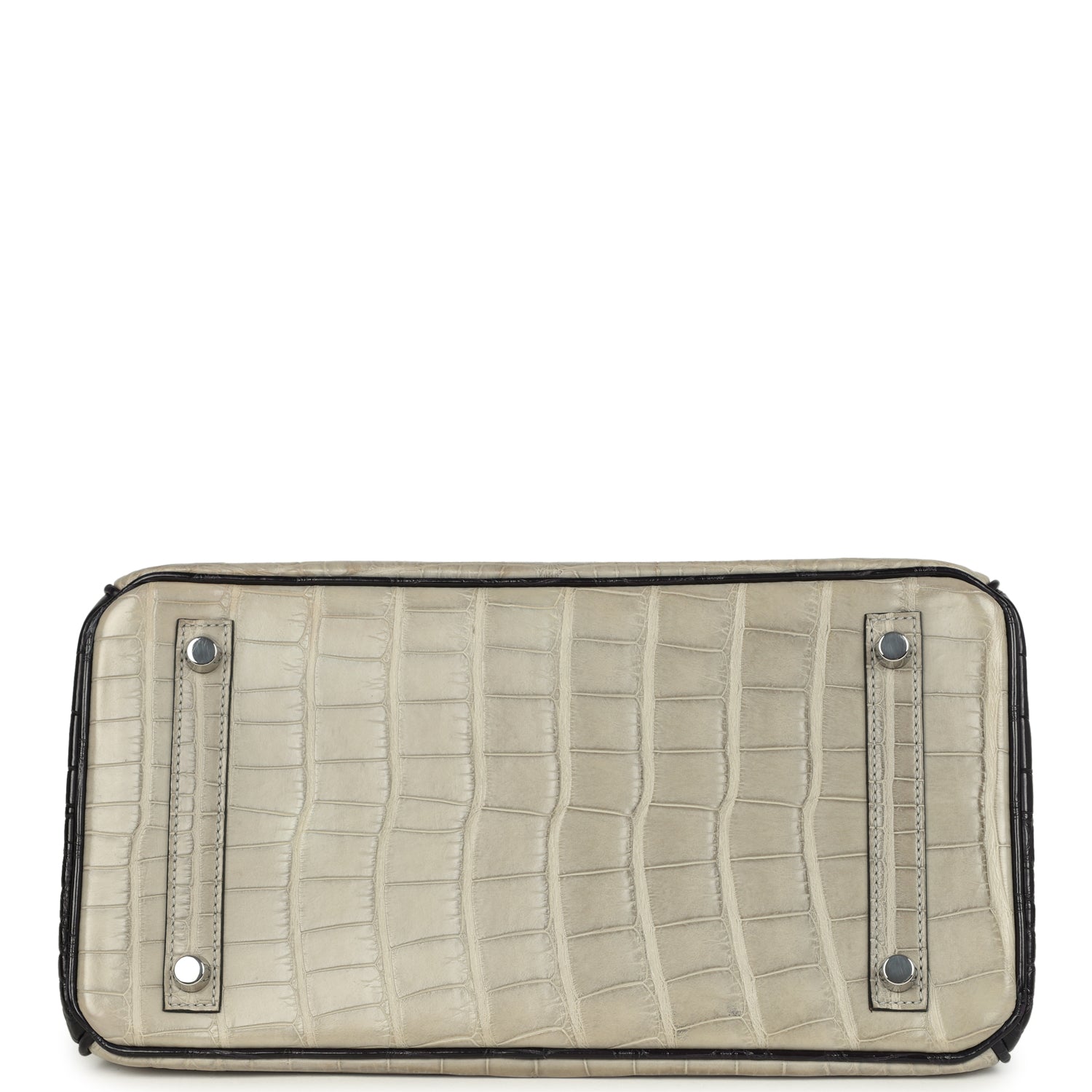 Birkin 30 Gris Perle and Prunoir Matte Alligator Brushed Palladium Hardware Bag