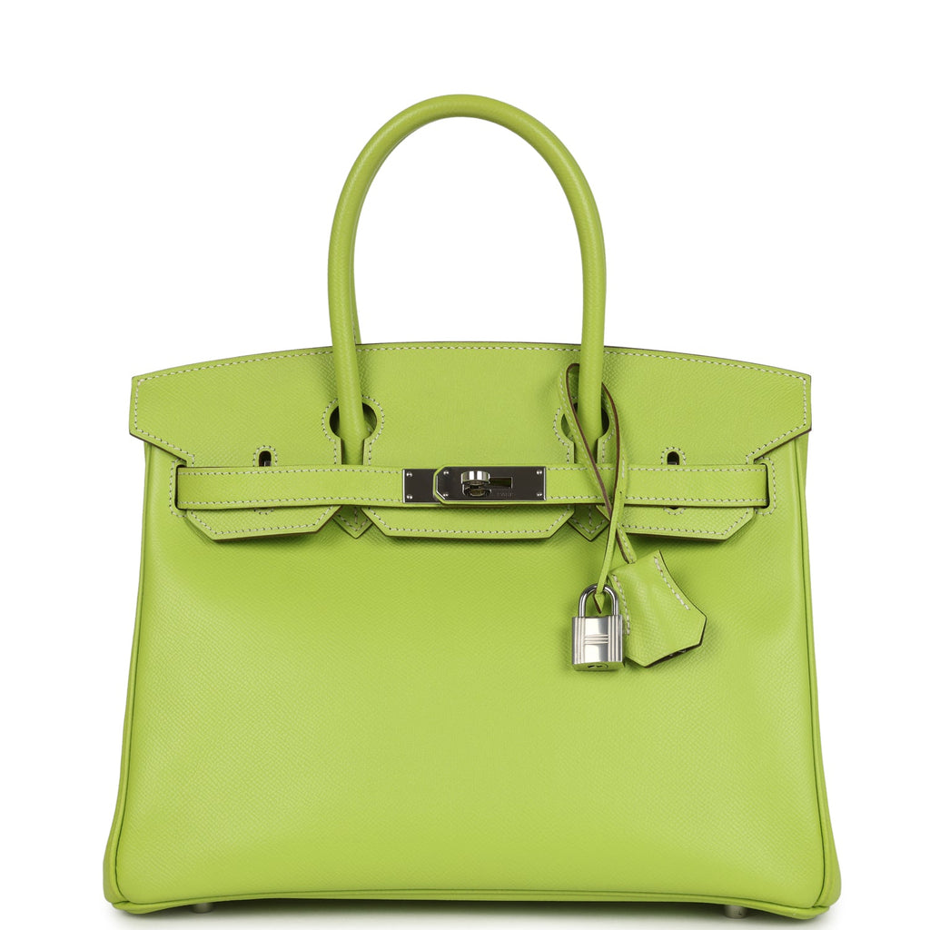Birkin 30 Kiwi Candy Epsom Palladium Hardware Bag
