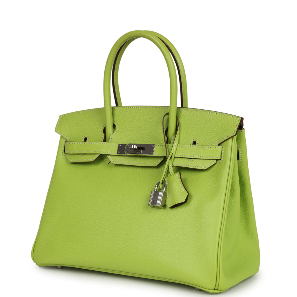 Birkin 30 Kiwi Candy Epsom Palladium Hardware Bag