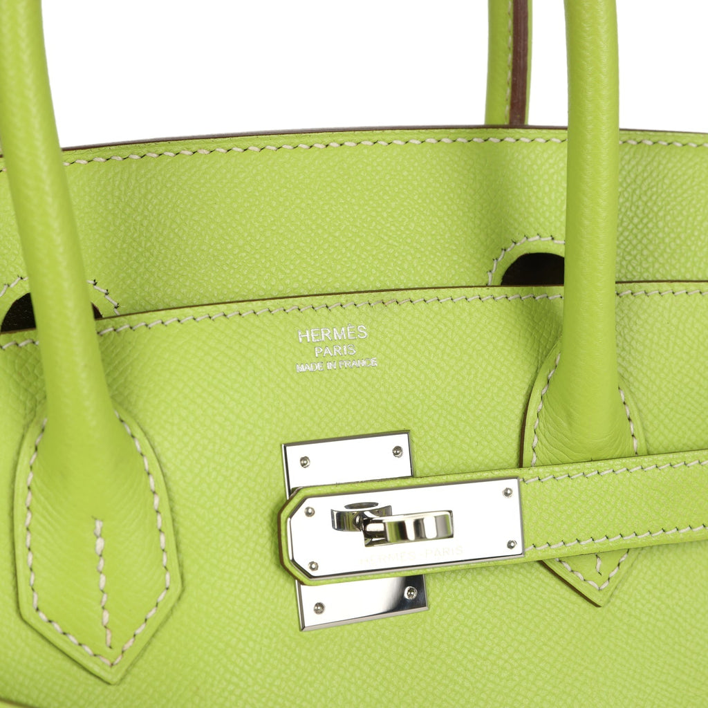 Birkin 30 Kiwi Candy Epsom Palladium Hardware Bag