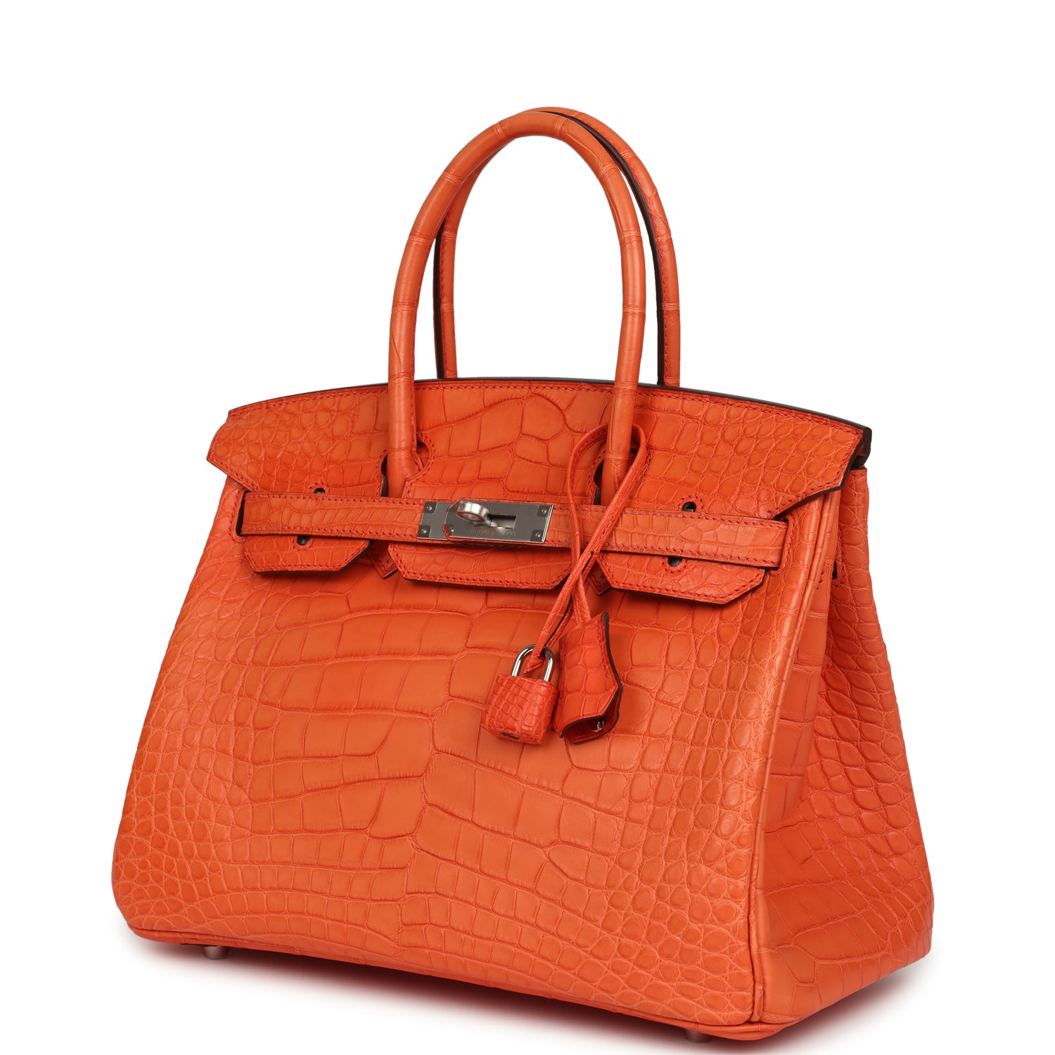 Birkin 30 Orange Poppy Matte Alligator Palladium Hardware Bag