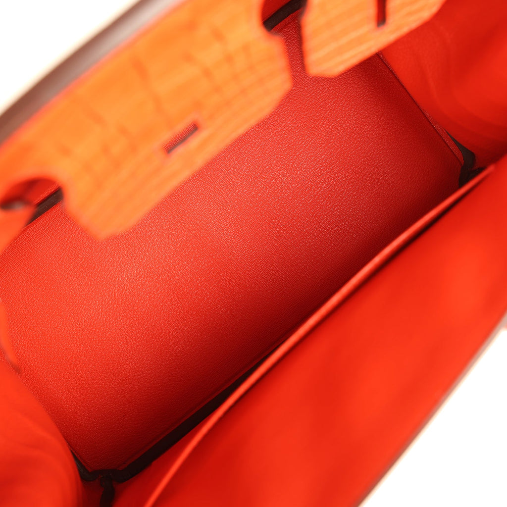 Birkin 30 Orange Poppy Matte Alligator Palladium Hardware Bag
