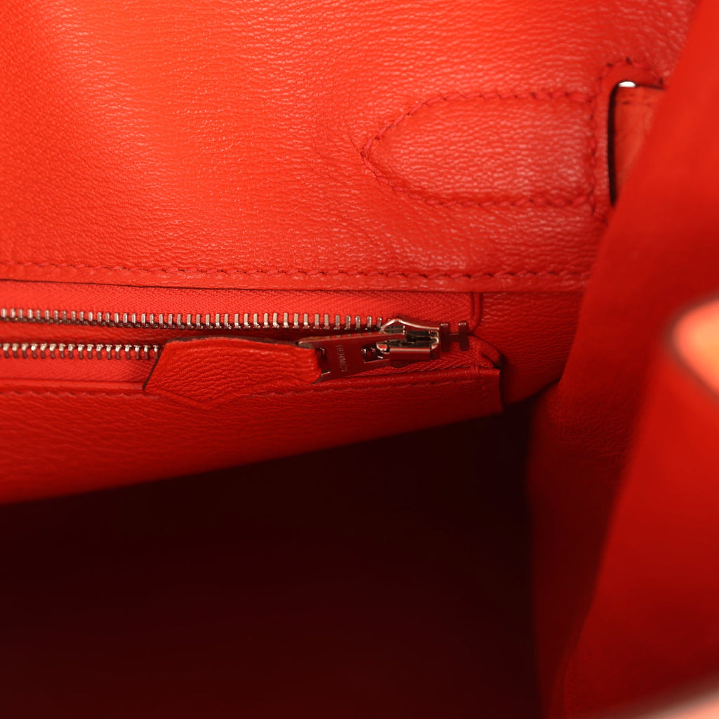 Birkin 30 Orange Poppy Matte Alligator Palladium Hardware Bag
