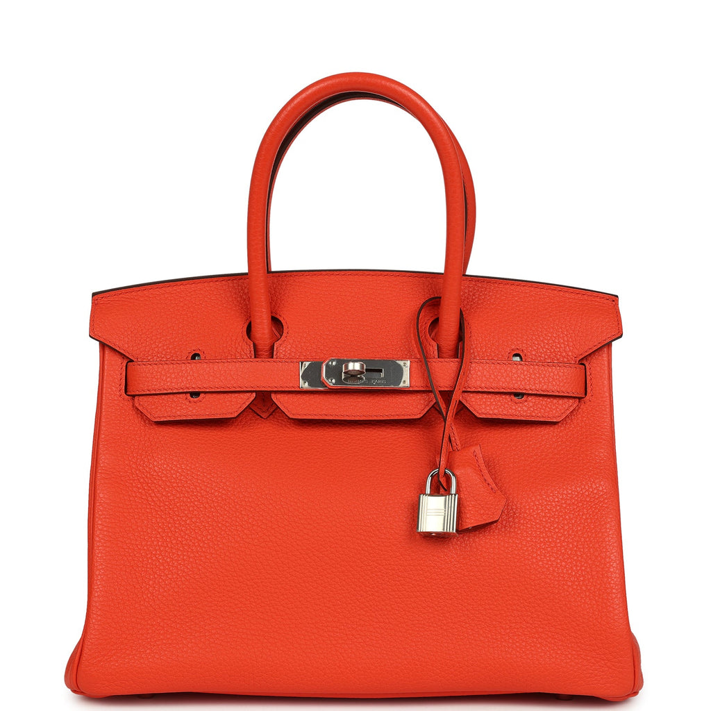 Birkin 30 Orange Poppy Togo Palladium Hardware Bag