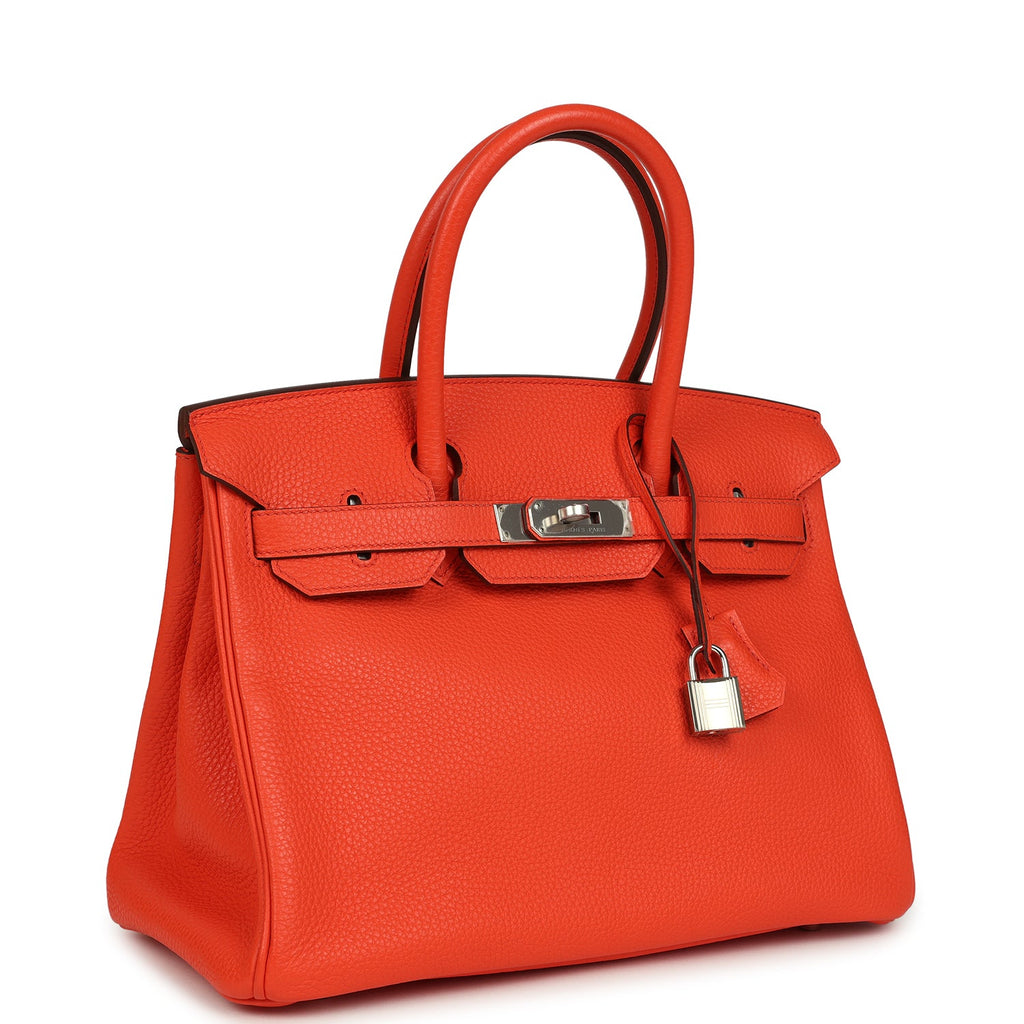 Birkin 30 Orange Poppy Togo Palladium Hardware Bag