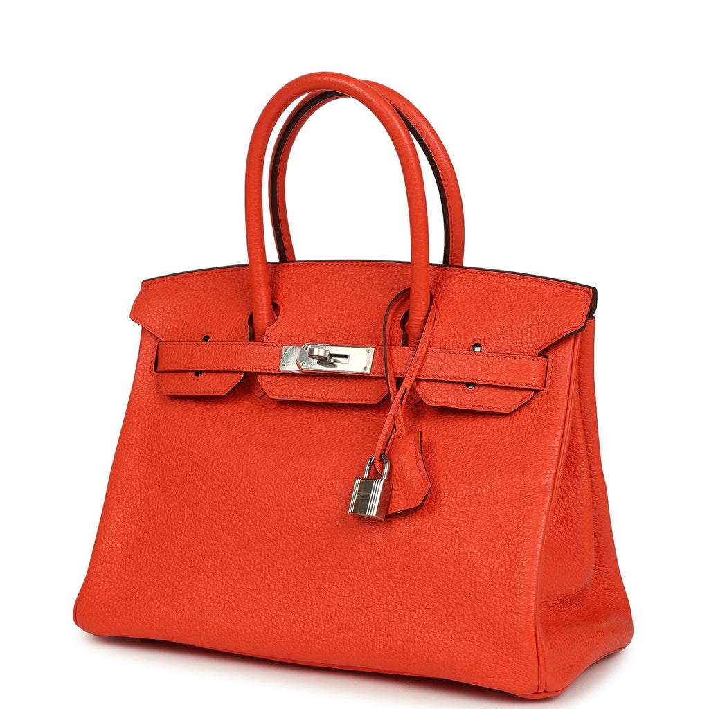 Birkin 30 Orange Poppy Togo Palladium Hardware Bag