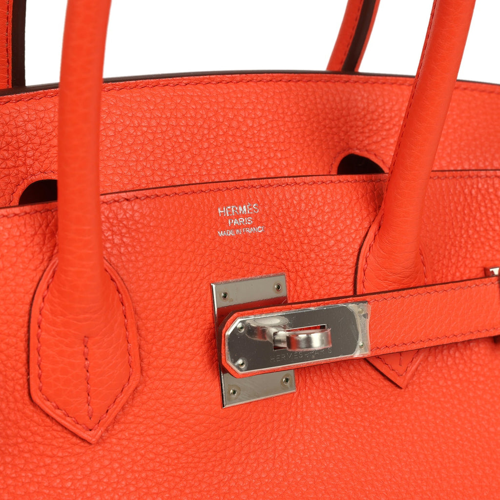 Birkin 30 Orange Poppy Togo Palladium Hardware Bag