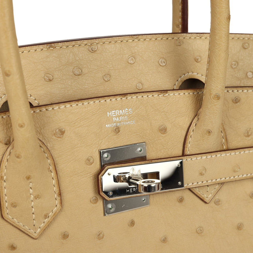 Birkin 30 Parchemin Ostrich Palladium Hardware Bag