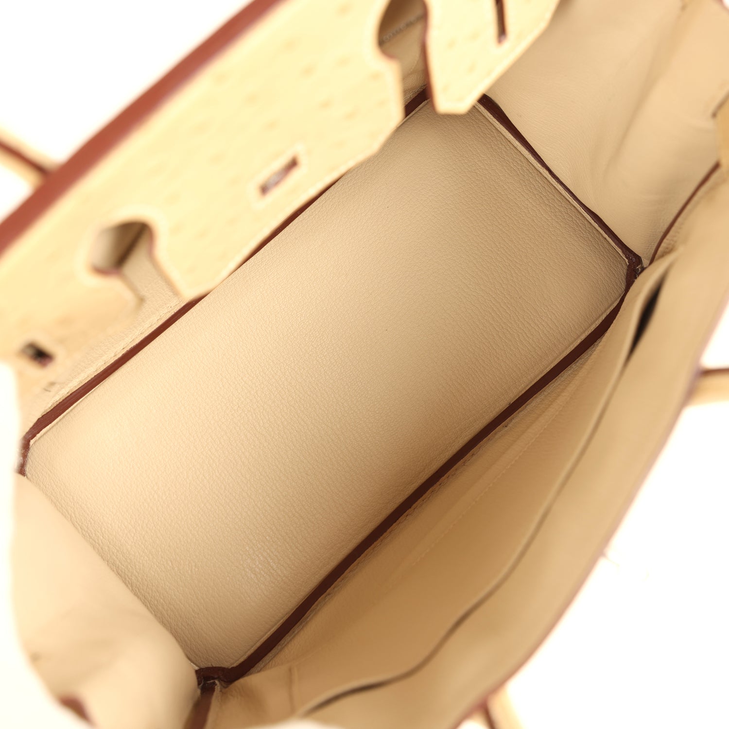 Birkin 30 Parchemin Ostrich Palladium Hardware Bag