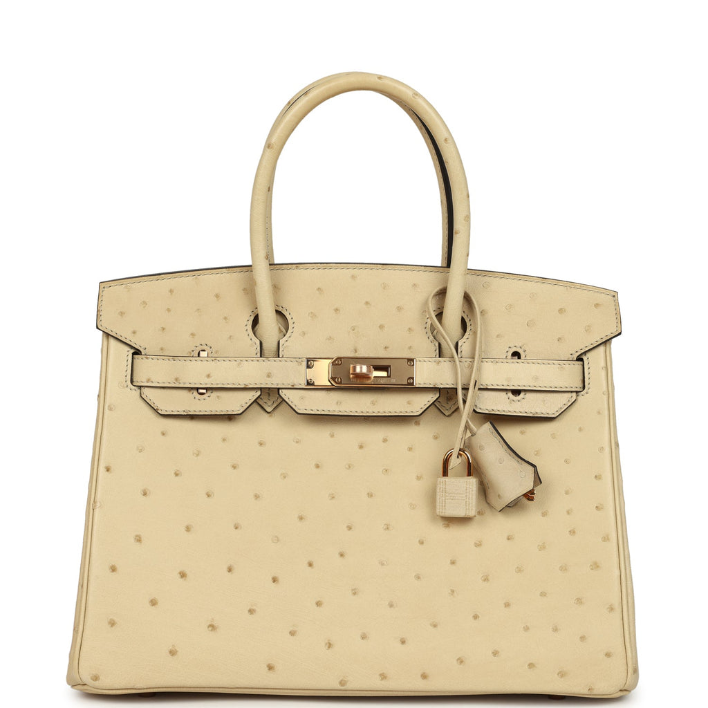 Birkin 30 Parchemin Ostrich Rose Gold Hardware Bag