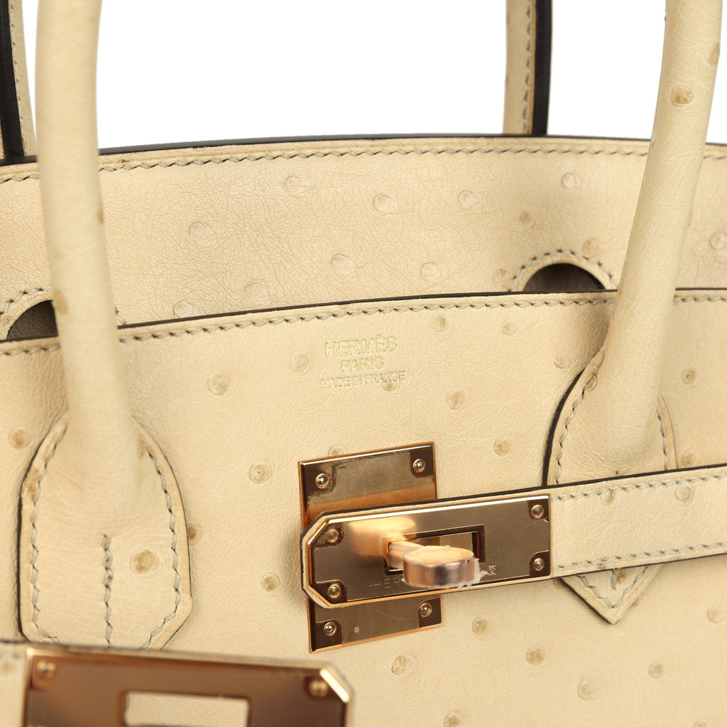 Birkin 30 Parchemin Ostrich Rose Gold Hardware Bag