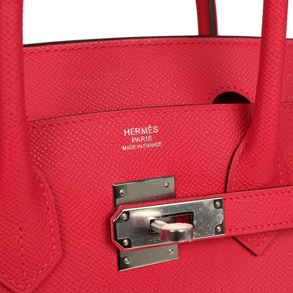 Birkin 30 Rose Extreme Epsom Palladium Hardware Bag