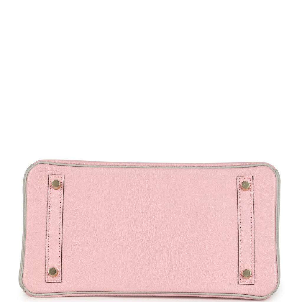 Birkin 30 Rose Sakura and Gris Perle Chevre Brushed Gold Hardware Bag