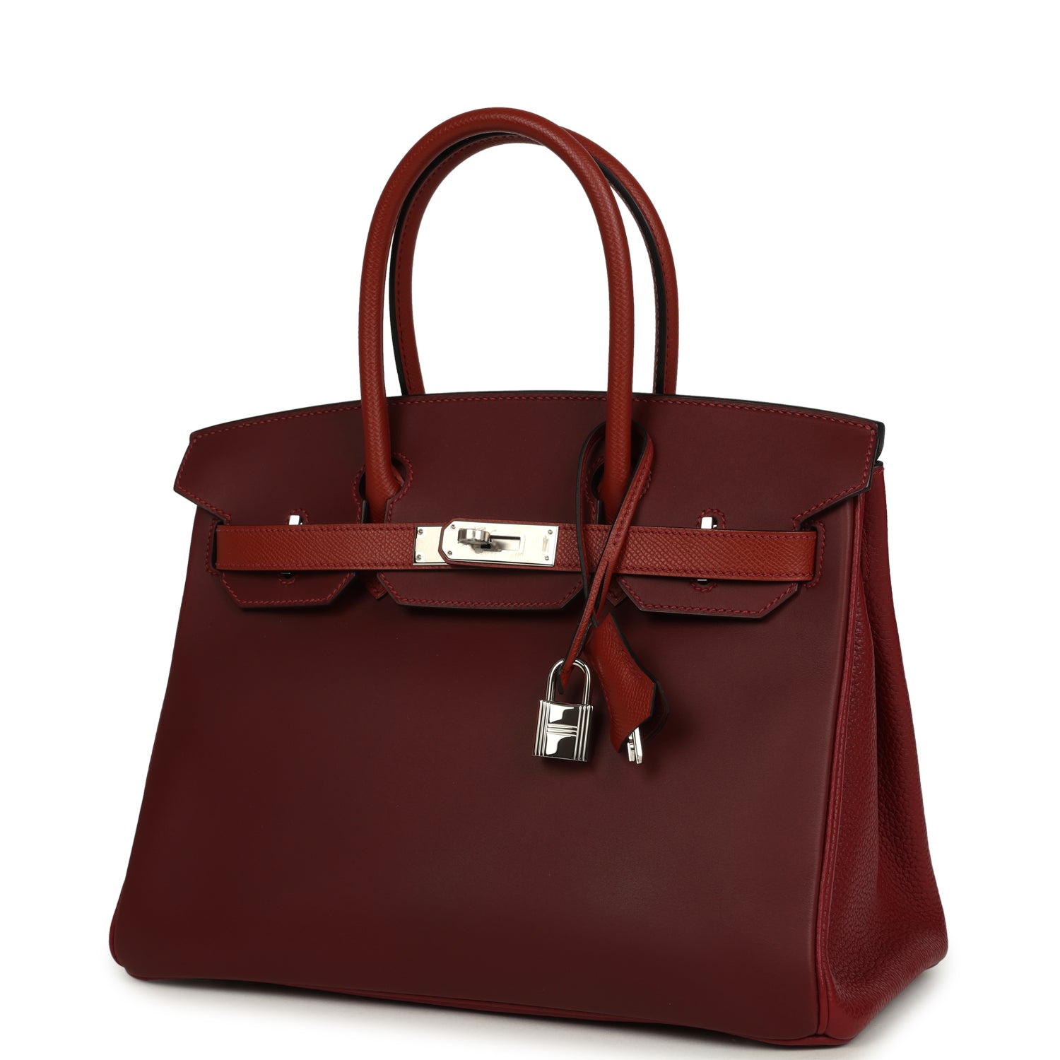 Birkin 30 Rouge H Sombrero, Epsom and Clemence Palladium Hardware Bag