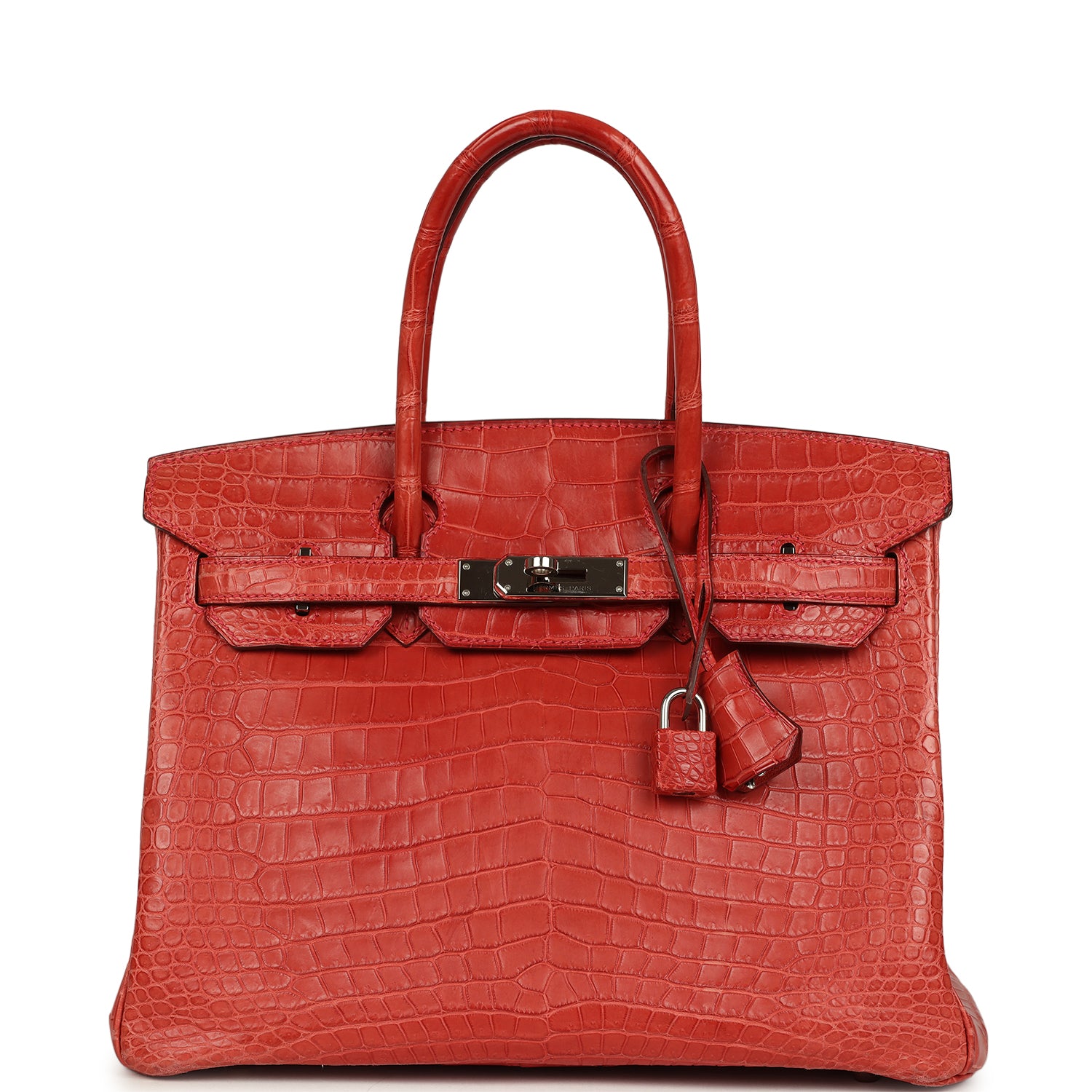 Birkin 30 Rouge Indien Matte Porosus Crocodile Palladium Hardware Bag