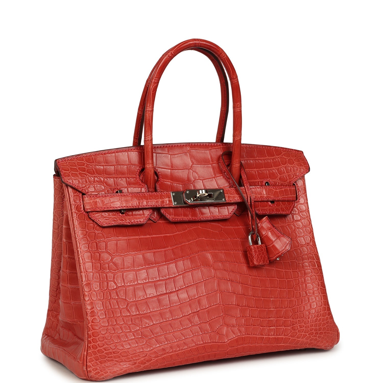 Birkin 30 Rouge Indien Matte Porosus Crocodile Palladium Hardware Bag