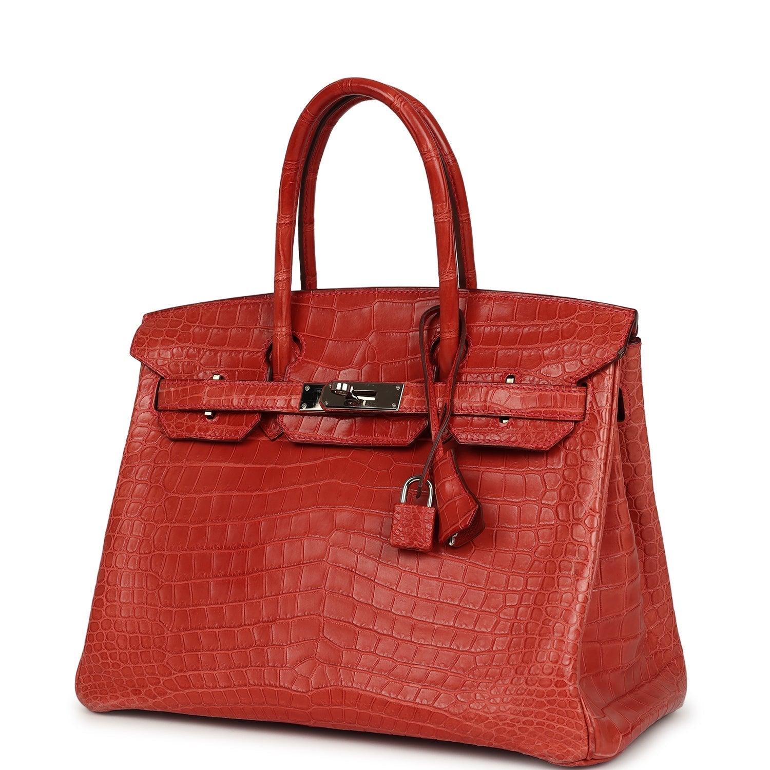 Birkin 30 Rouge Indien Matte Porosus Crocodile Palladium Hardware Bag