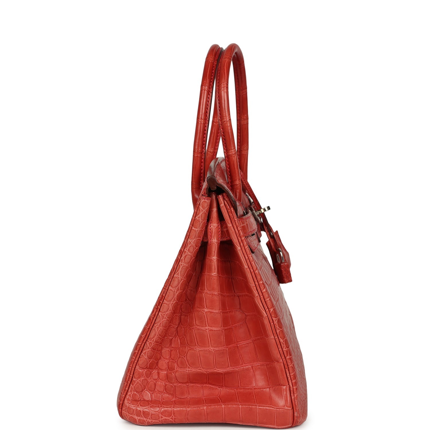 Birkin 30 Rouge Indien Matte Porosus Crocodile Palladium Hardware Bag