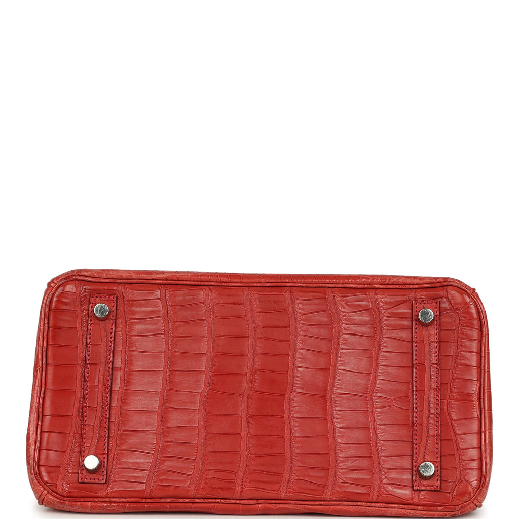 Birkin 30 Rouge Indien Matte Porosus Crocodile Palladium Hardware Bag