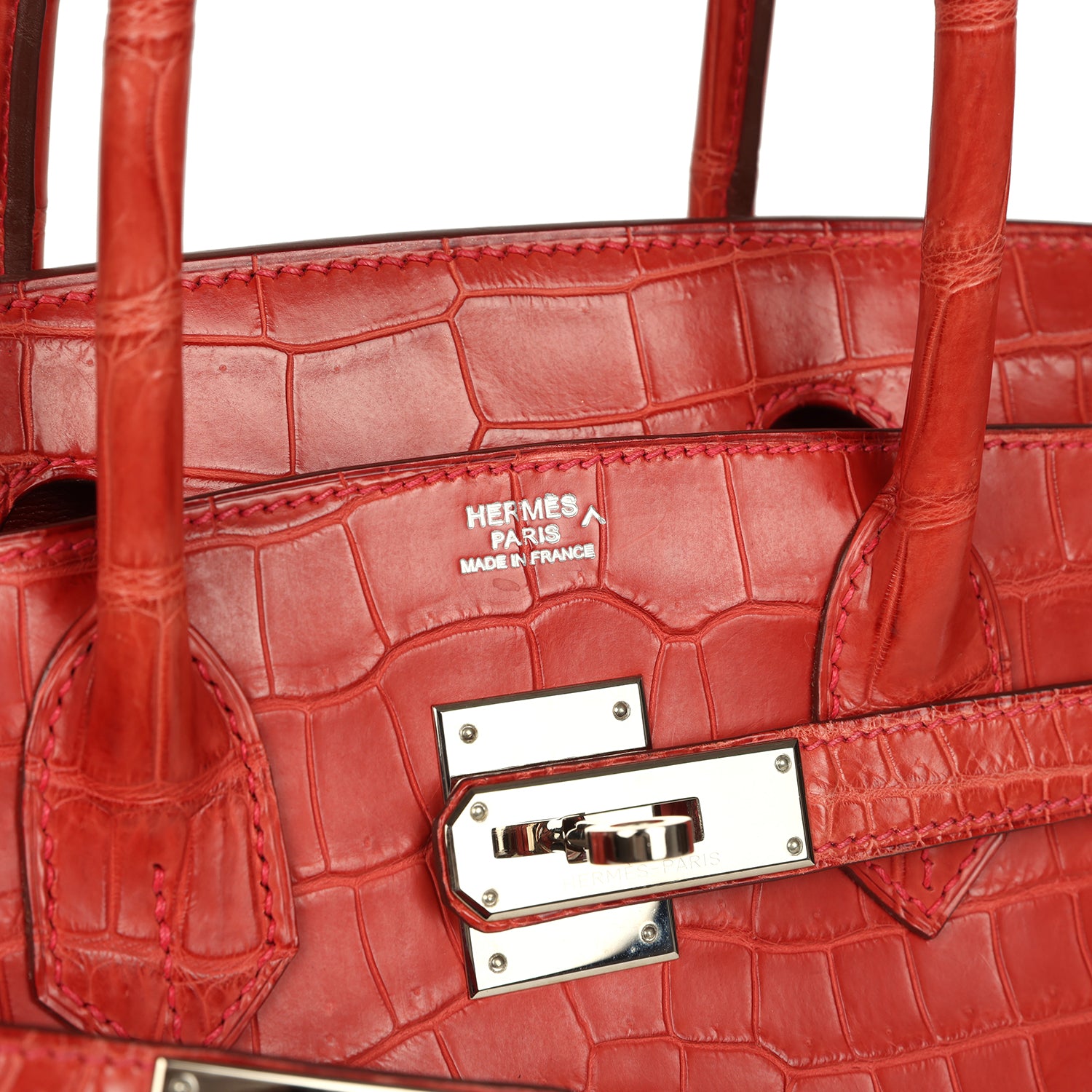 Birkin 30 Rouge Indien Matte Porosus Crocodile Palladium Hardware Bag