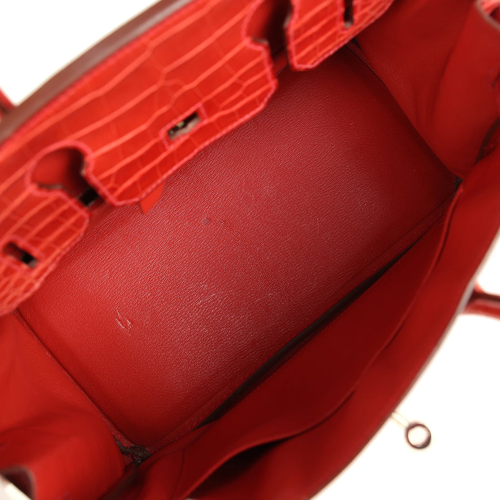 Birkin 30 Rouge Indien Matte Porosus Crocodile Palladium Hardware Bag