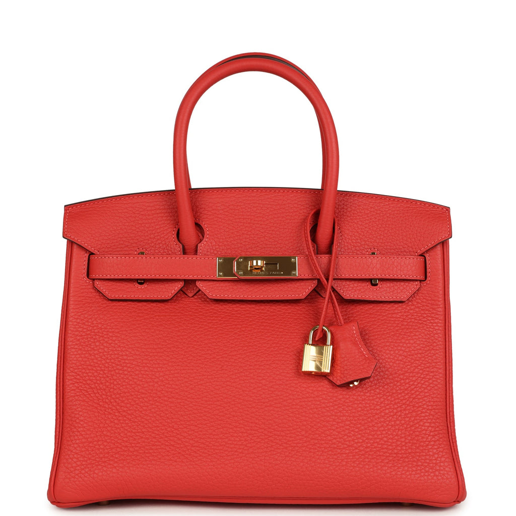 Birkin 30 Rouge Pivoine Clemence Gold Hardware Bag