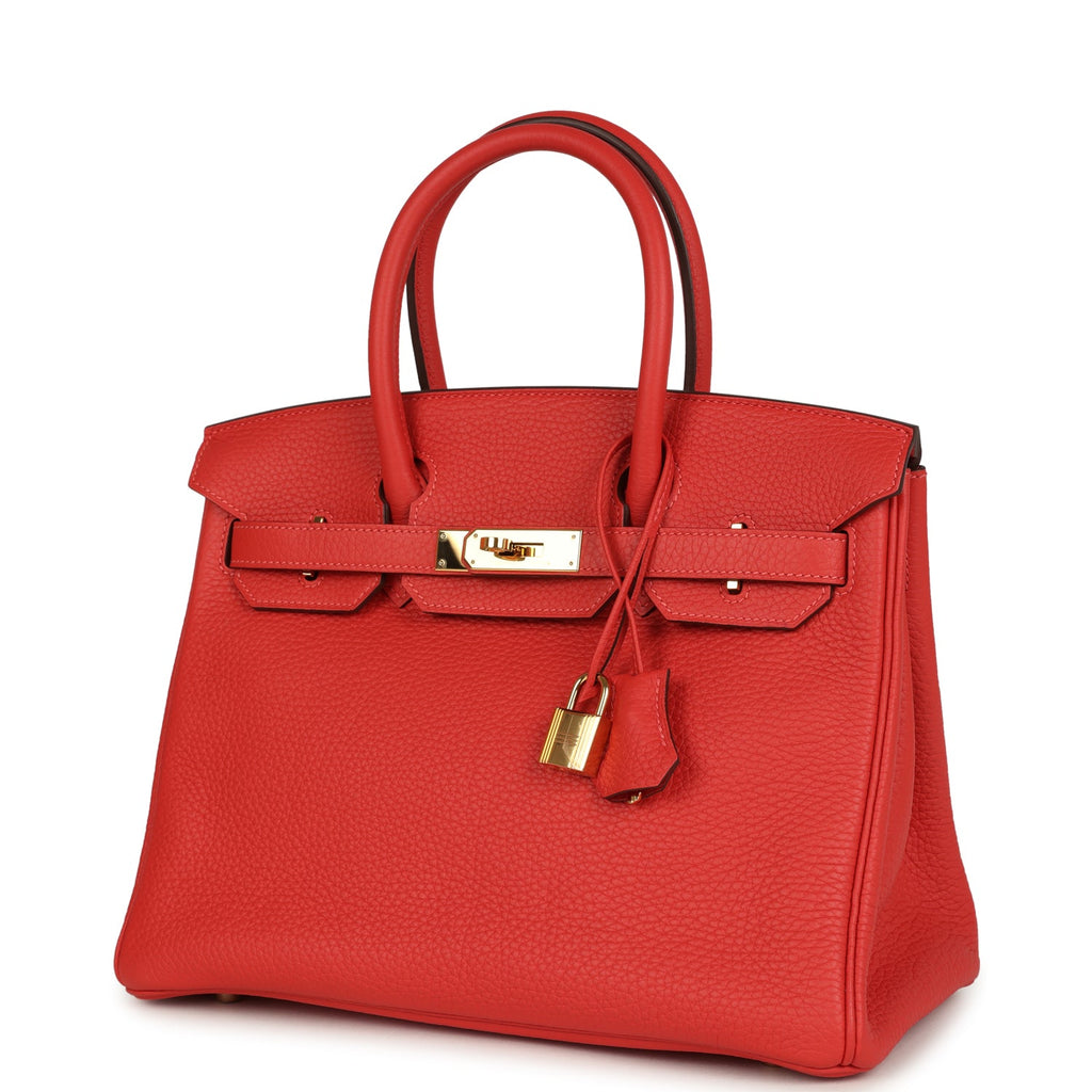 Birkin 30 Rouge Pivoine Clemence Gold Hardware Bag