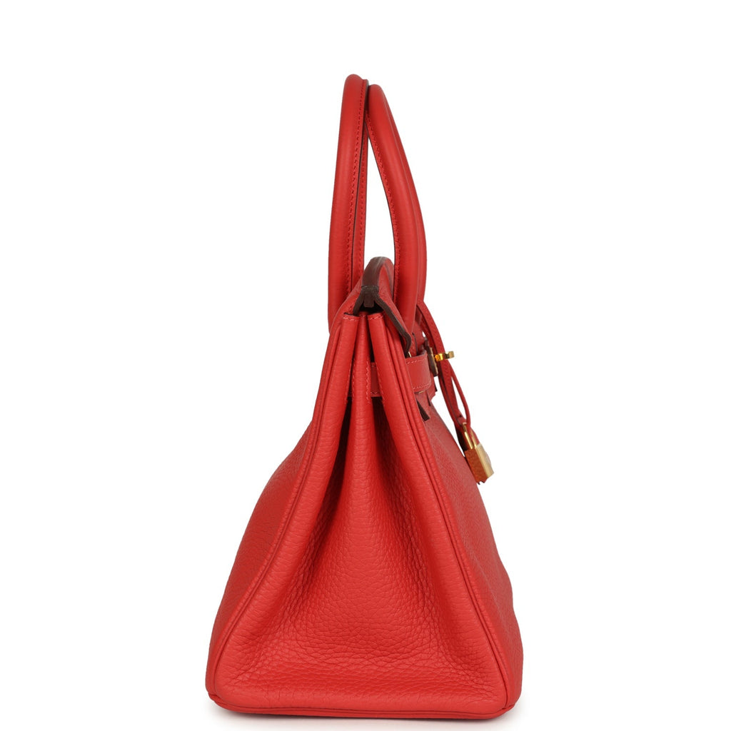Birkin 30 Rouge Pivoine Clemence Gold Hardware Bag