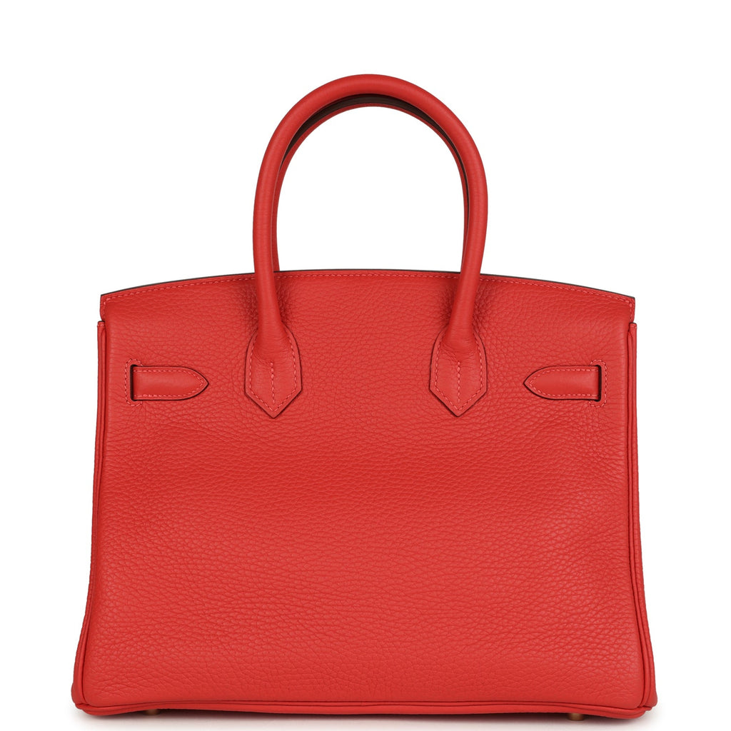 Birkin 30 Rouge Pivoine Clemence Gold Hardware Bag