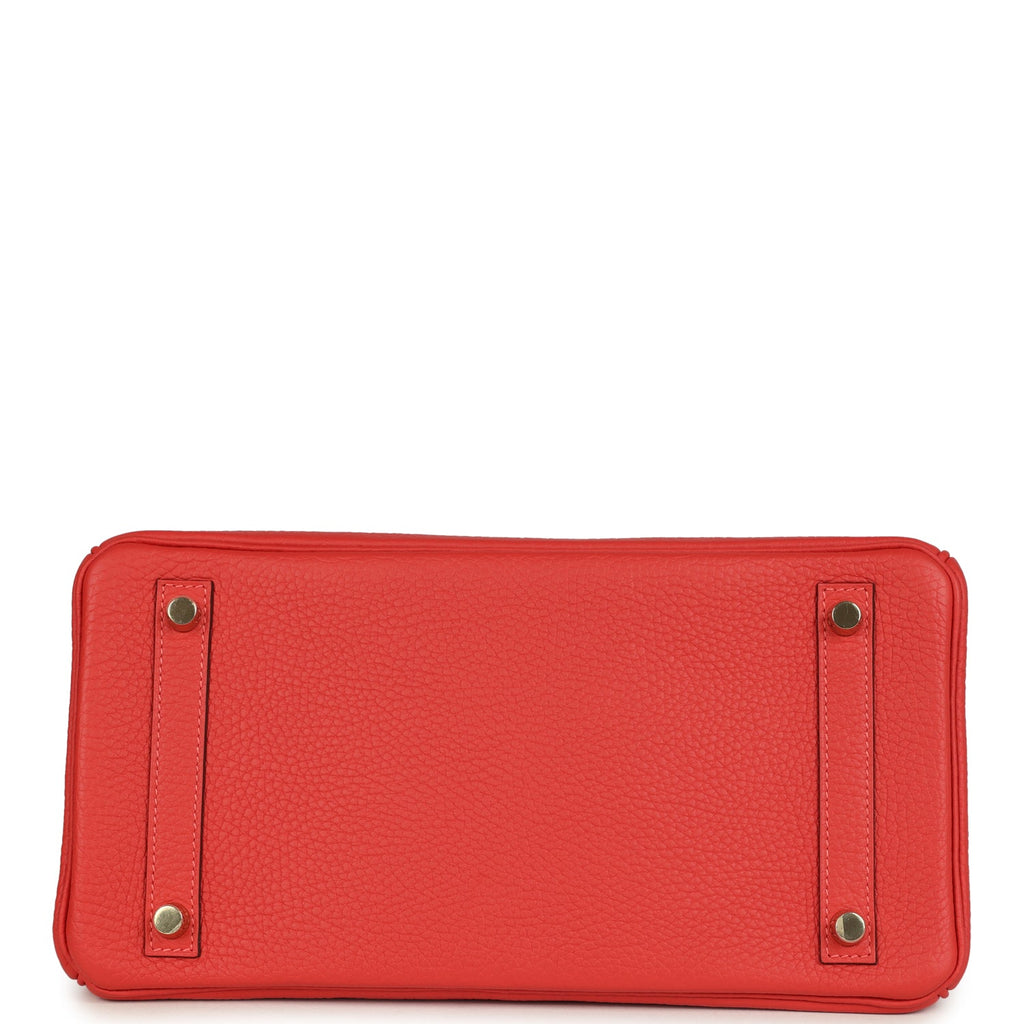 Birkin 30 Rouge Pivoine Clemence Gold Hardware Bag
