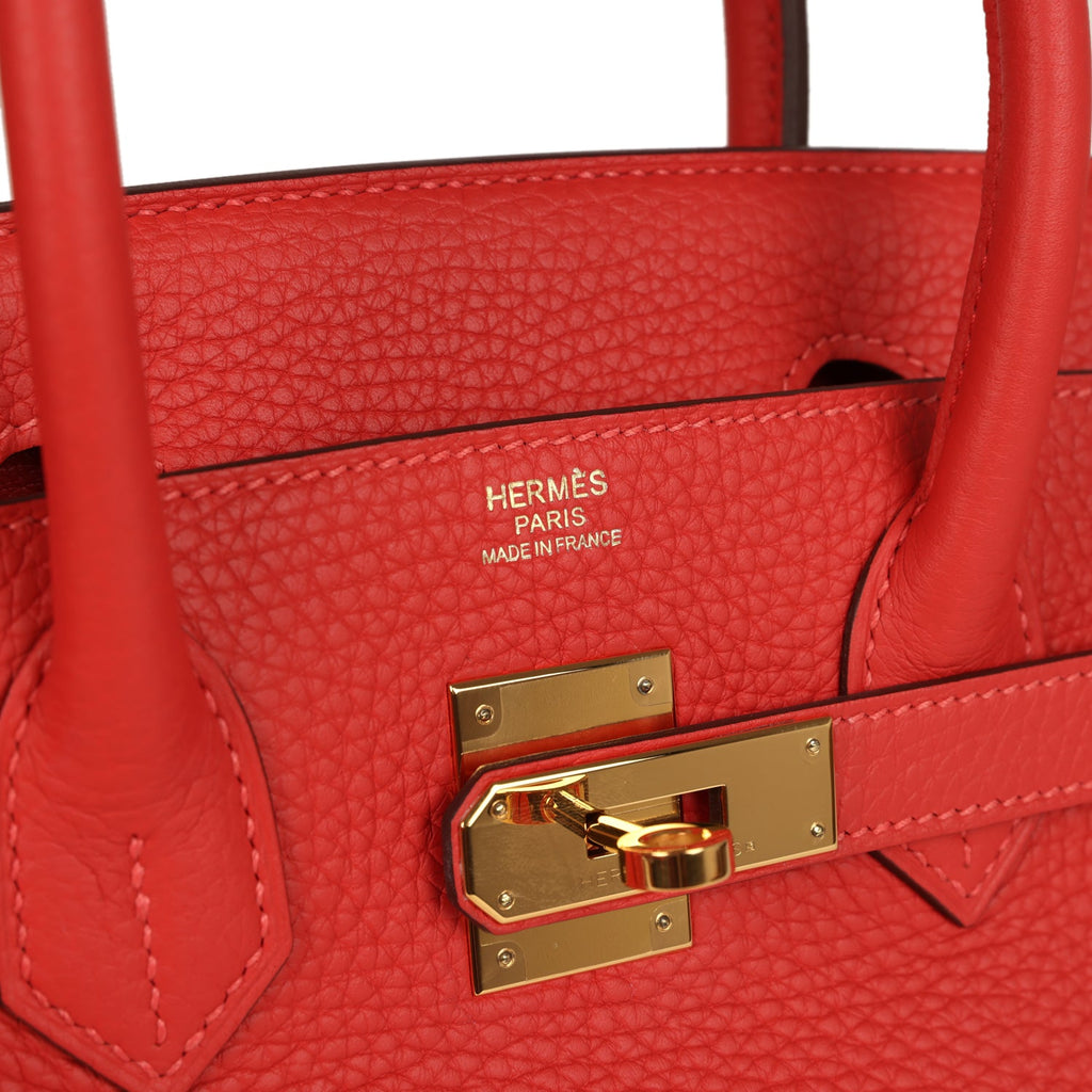 Birkin 30 Rouge Pivoine Clemence Gold Hardware Bag