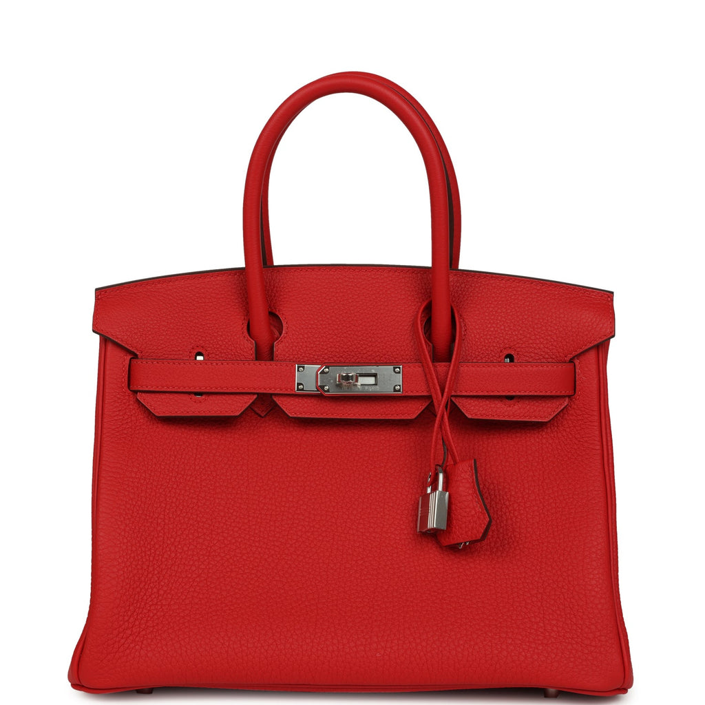 Birkin 30 Rouge Radieux Togo Palladium Hardware Bag