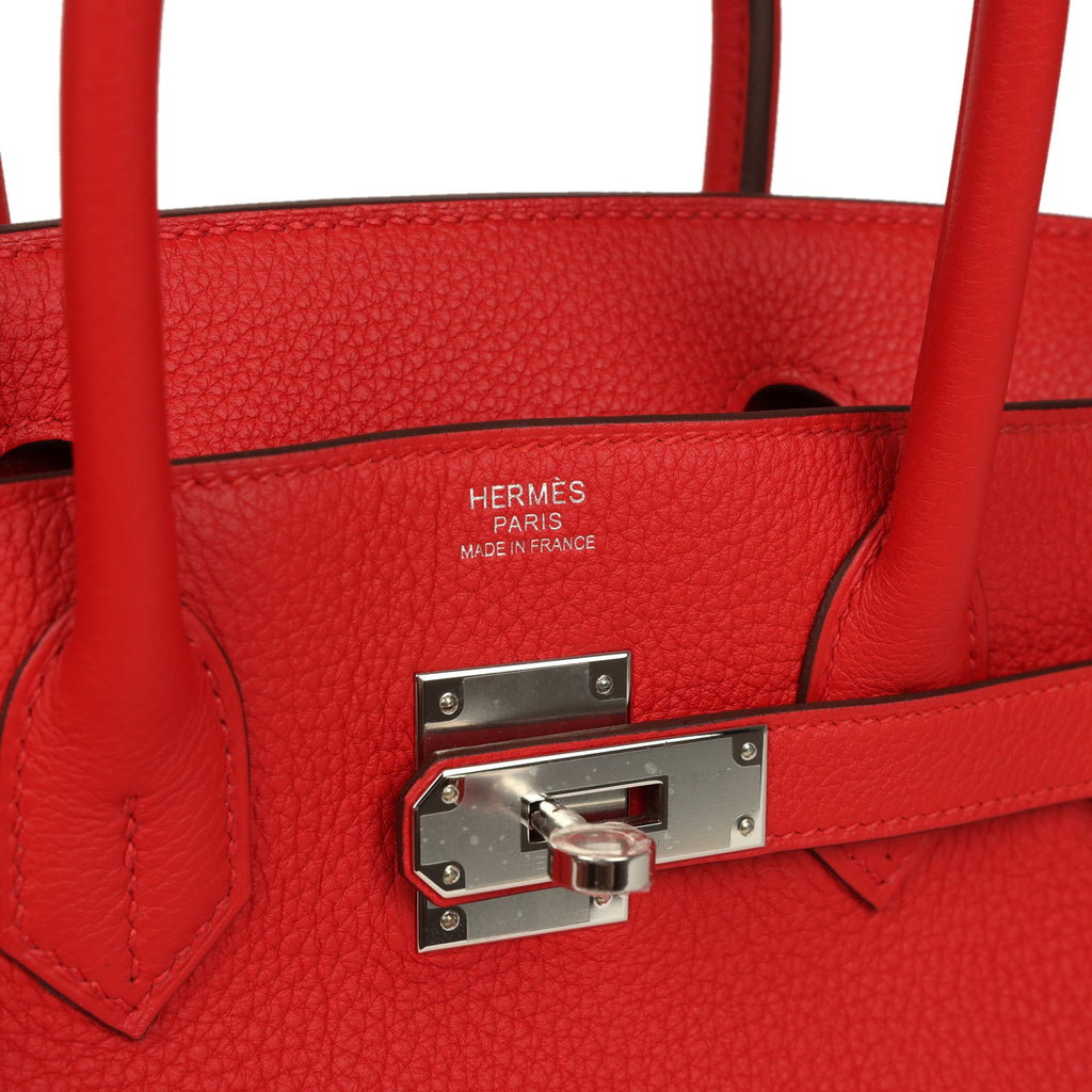 Birkin 30 Rouge Radieux Togo Palladium Hardware Bag