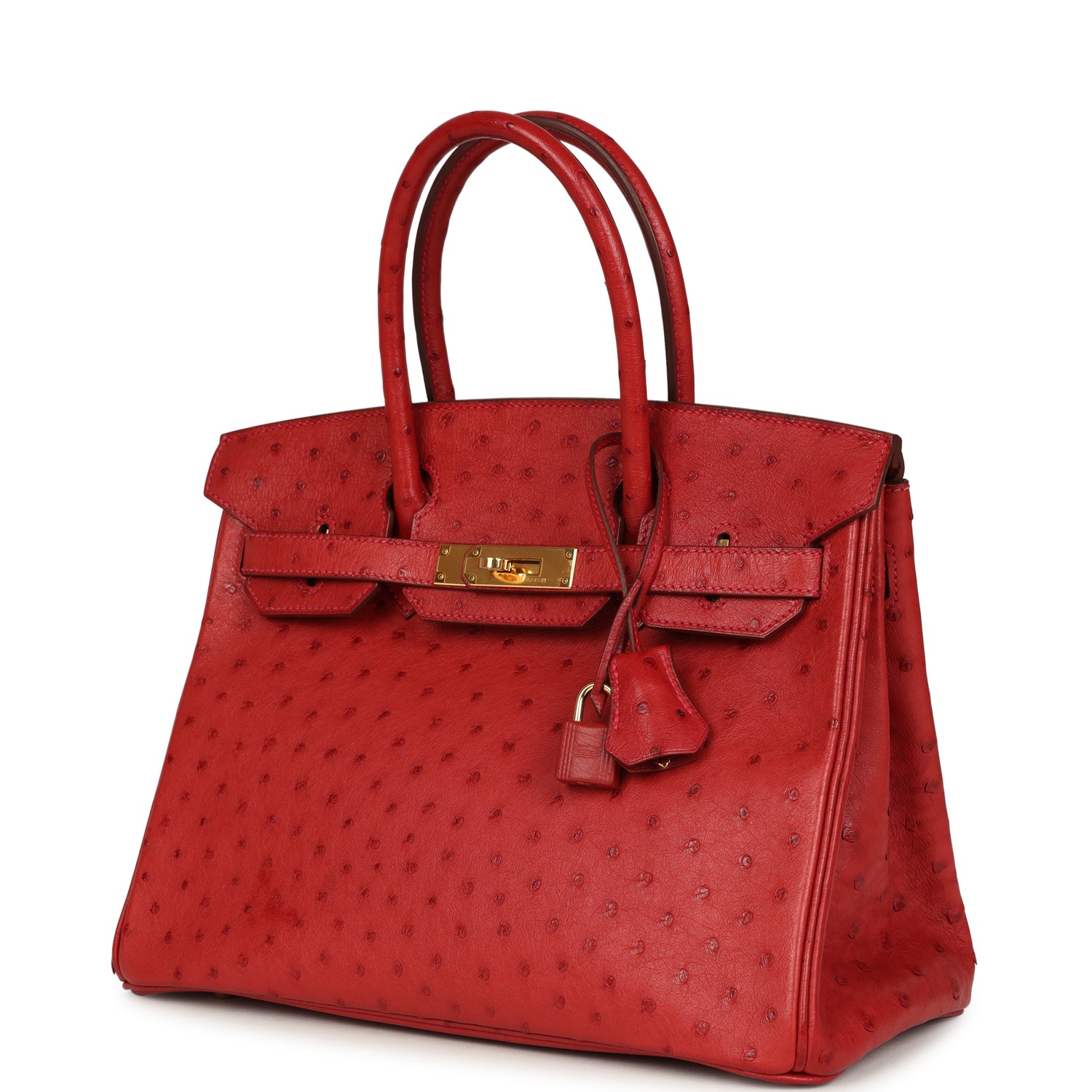 Birkin 30 Rouge Vif Ostrich Gold Hardware Bag