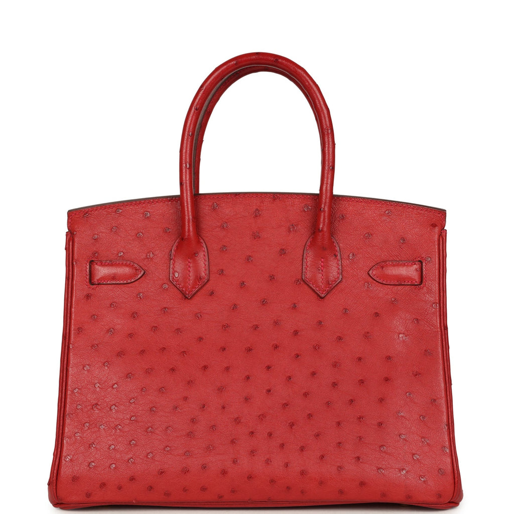 Birkin 30 Rouge Vif Ostrich Gold Hardware Bag
