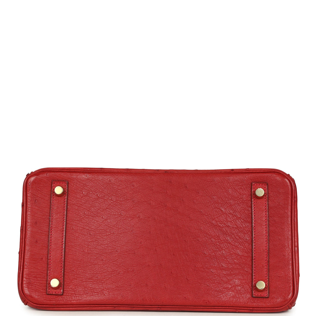 Birkin 30 Rouge Vif Ostrich Gold Hardware Bag