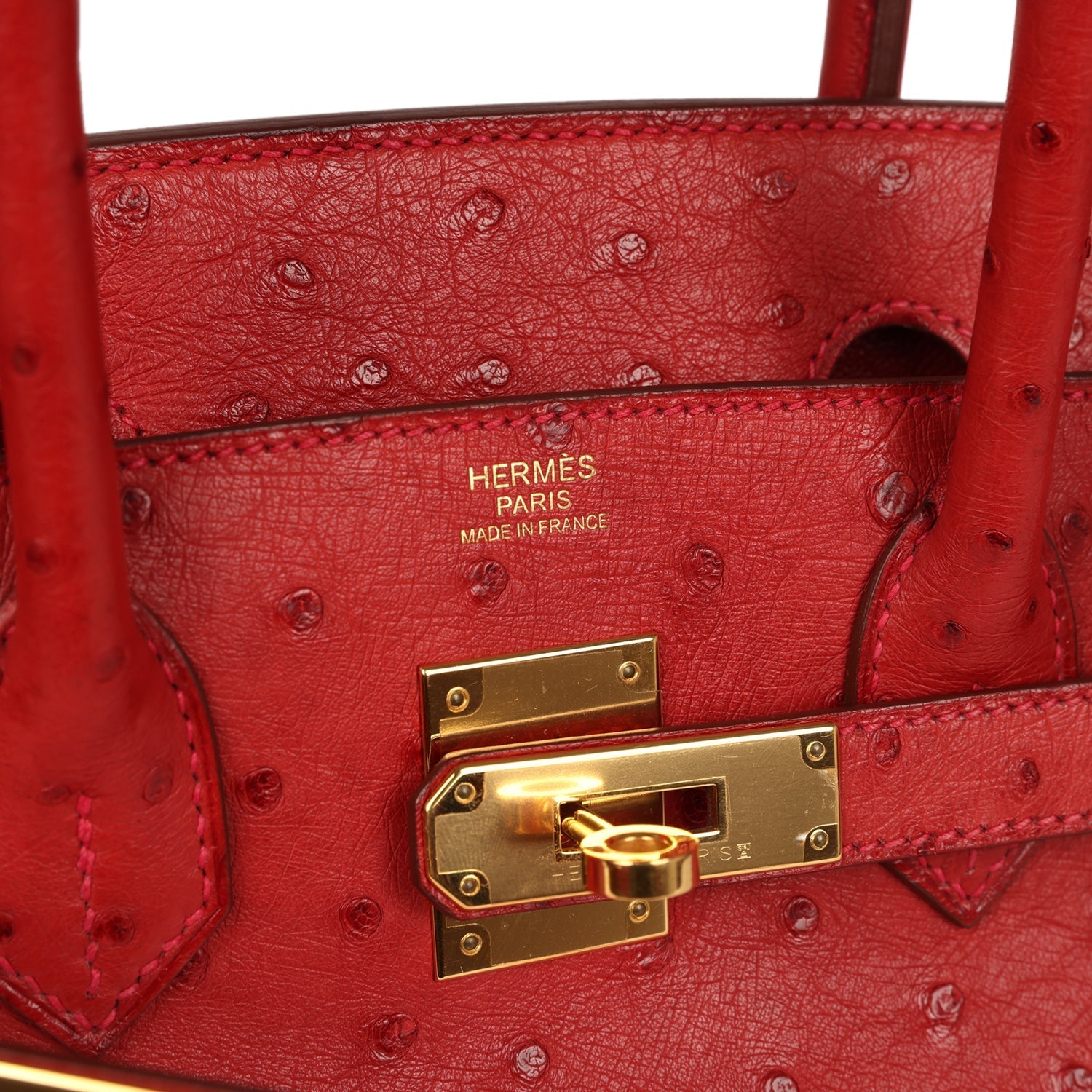 Birkin 30 Rouge Vif Ostrich Gold Hardware Bag