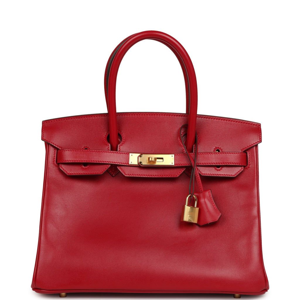 Birkin 30 Rouge Vif Tadelakt Gold Hardware Bag