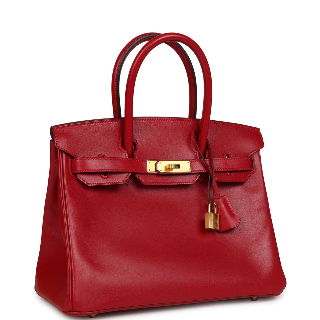 Birkin 30 Rouge Vif Tadelakt Gold Hardware Bag