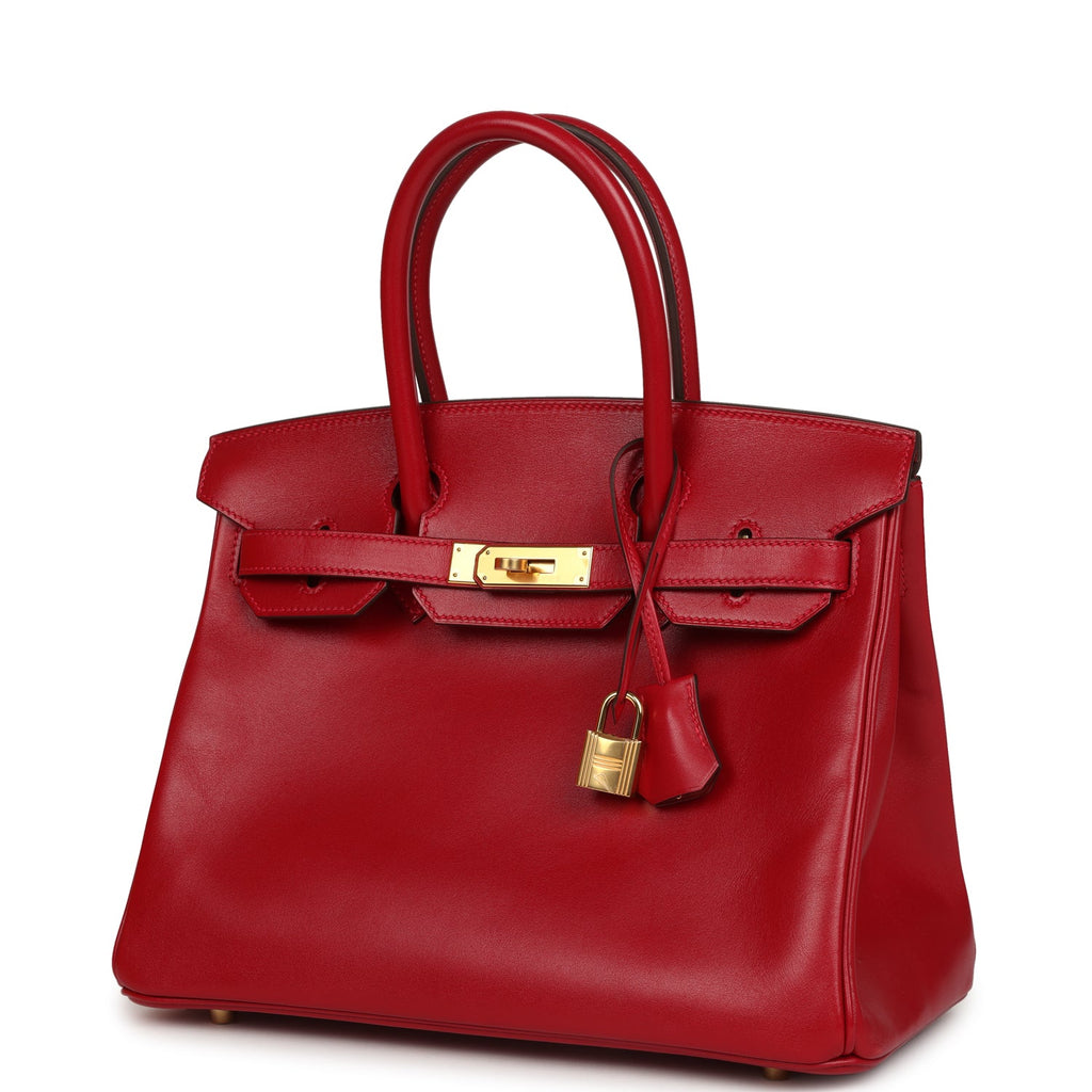 Birkin 30 Rouge Vif Tadelakt Gold Hardware Bag