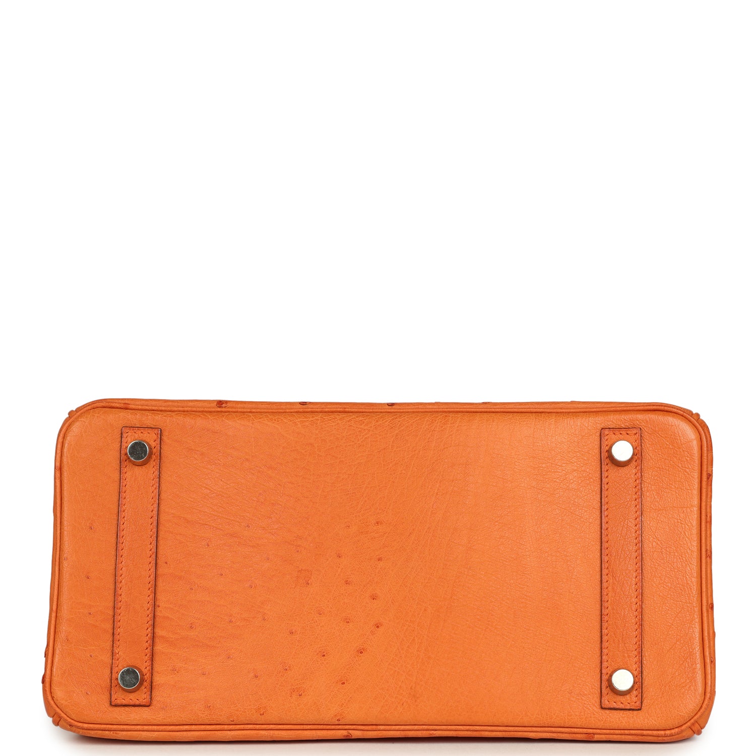 Birkin 30 Tangerine Ostrich Palladium Hardware Bag