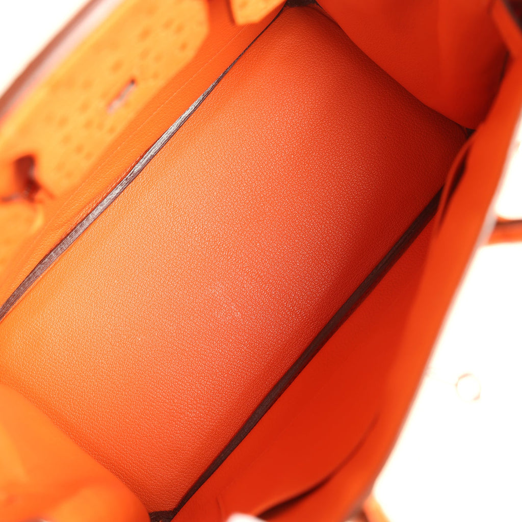 Birkin 30 Tangerine Ostrich Palladium Hardware Bag