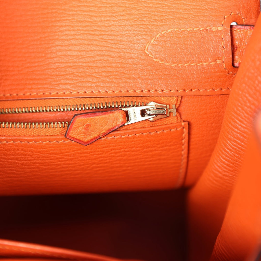 Birkin 30 Tangerine, Violet and Bougainvillea Ostrich Gold Hardware Bag