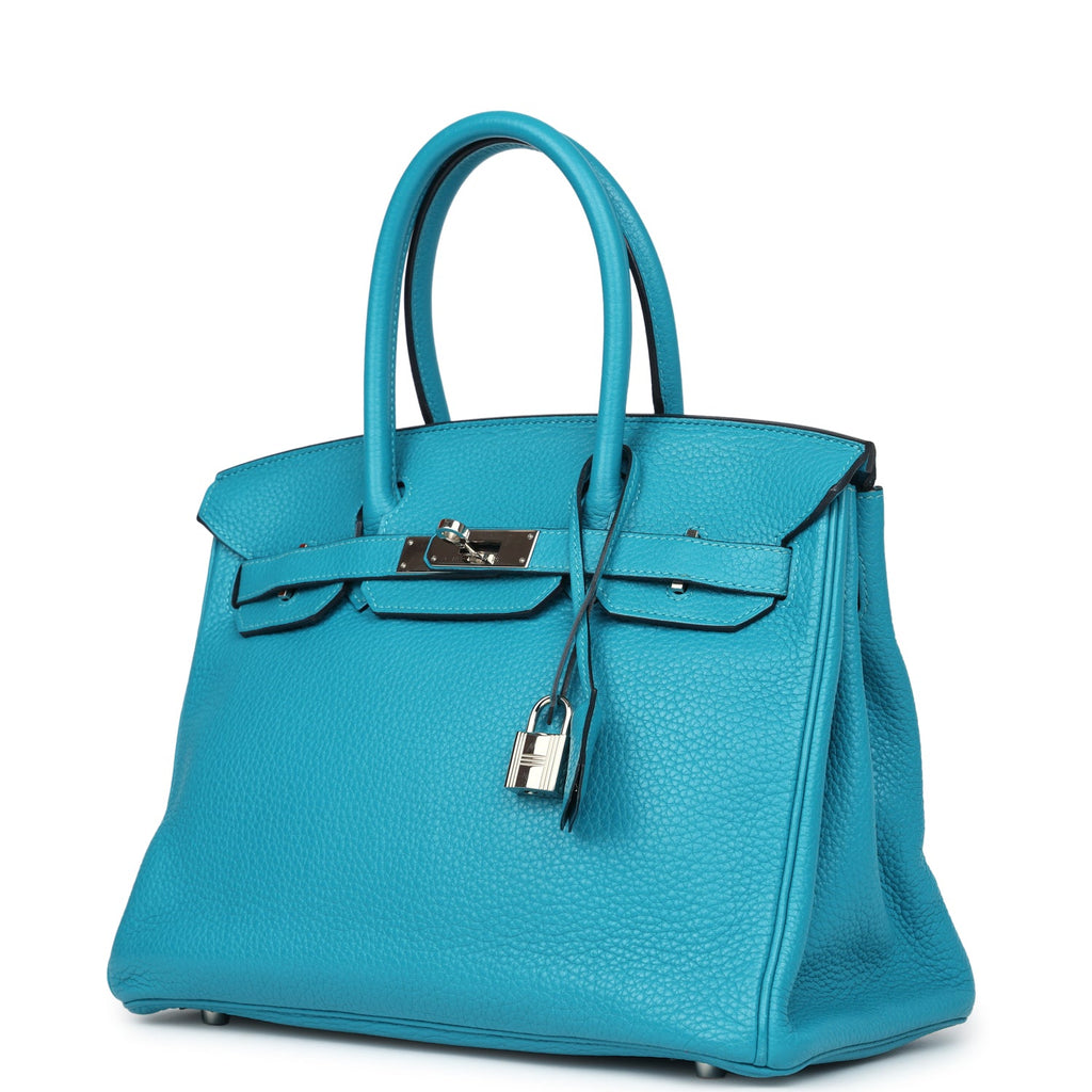 Birkin 30 Turquoise Clemence Palladium Hardware Bag